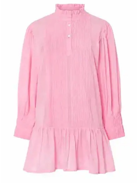 Women’s Pink Pintuck Mini Dress With Ruffle Hem — image 2 of 2